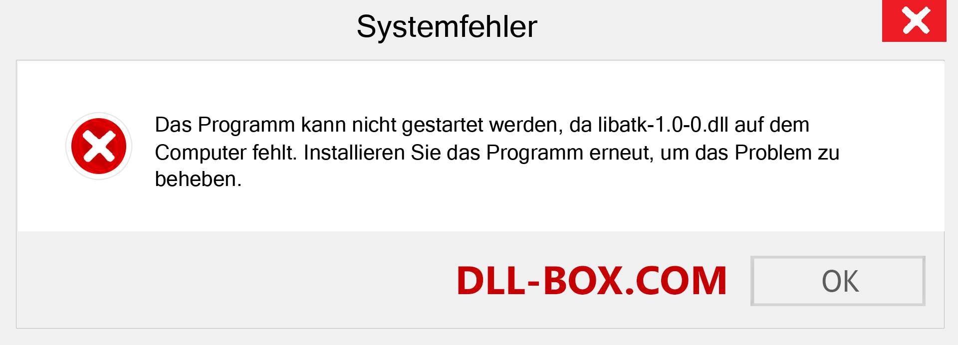 libatk-1.0-0.dll-Datei fehlt?. Download für Windows 7, 8, 10 - Fix libatk-1.0-0 dll Missing Error unter Windows, Fotos, Bildern